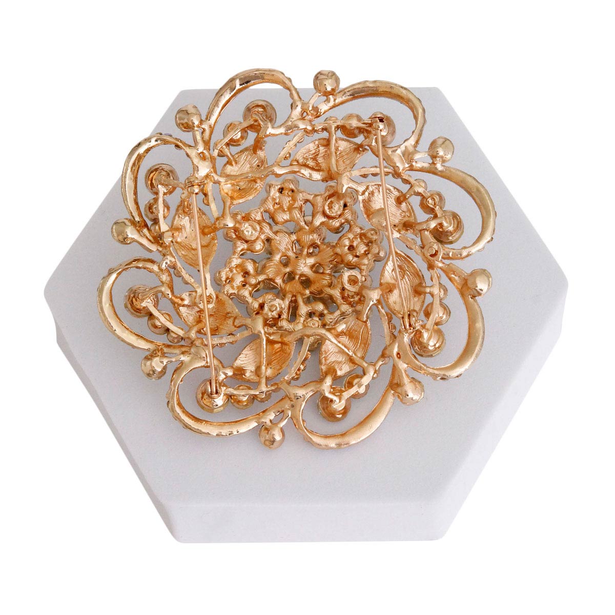 Xlarge Gold Crystal Flower Brooch