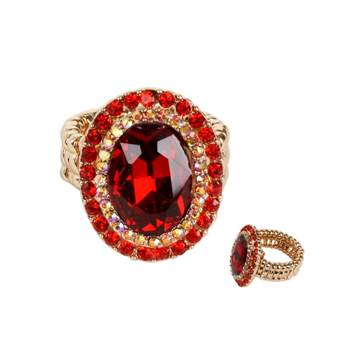 Elegant Red Gold Oval Ring