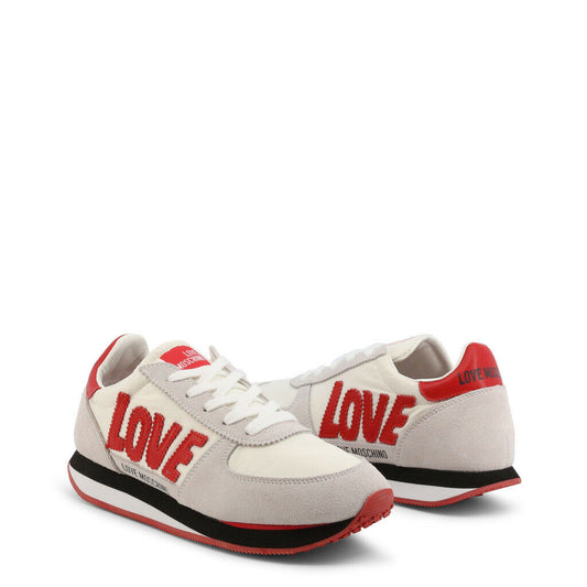 White Love Moschino Suede Sneakers