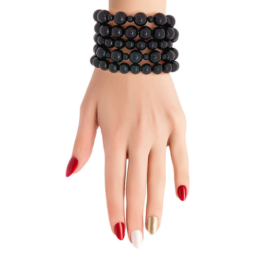 5 Pcs Black Pearl Bracelets