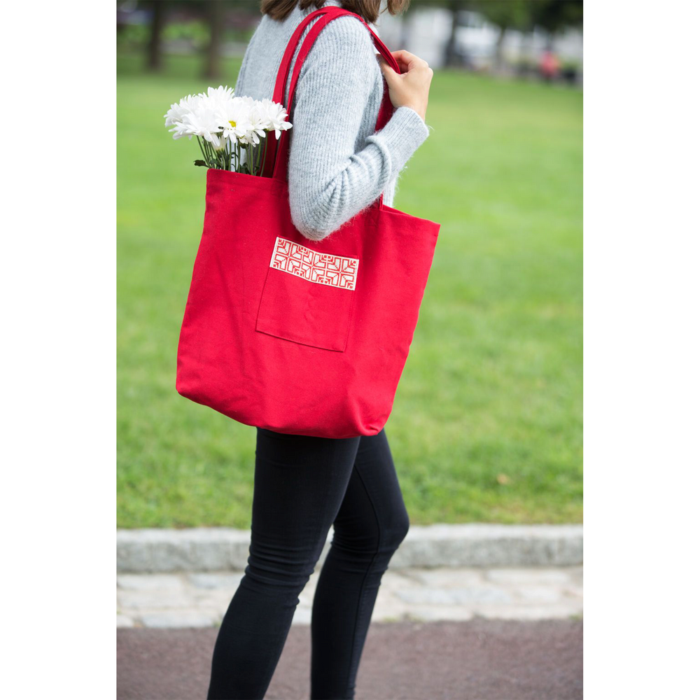 Fabric Market Tote - Red