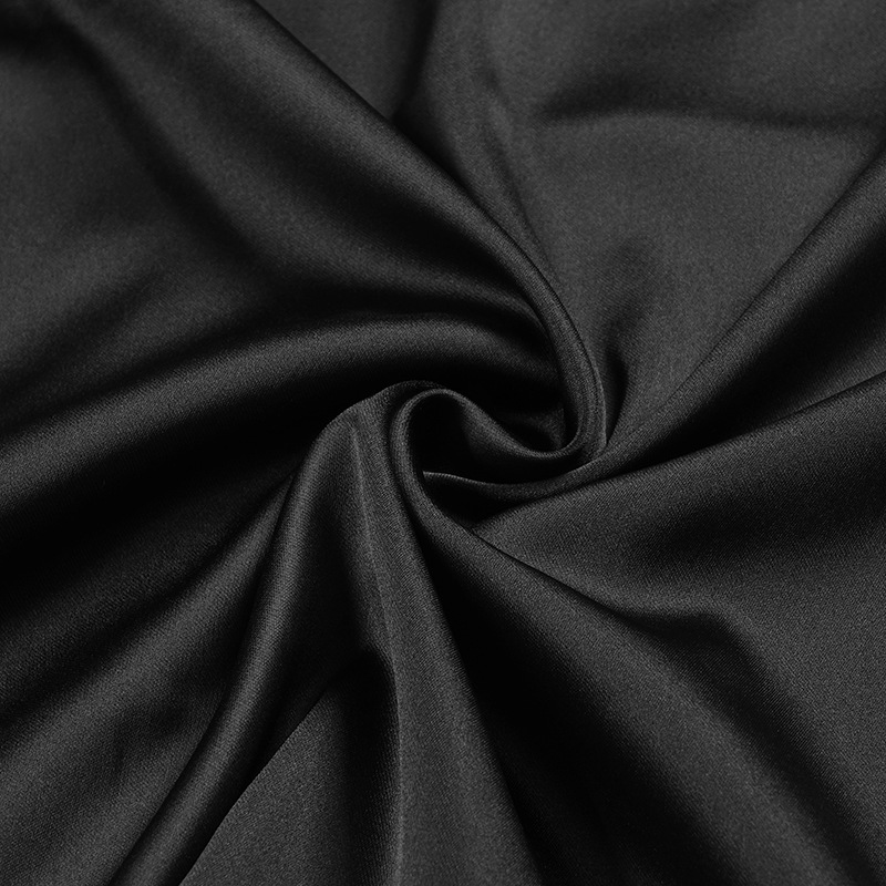 Sexy Halter Cross Strap Satin Tie-Waist Black Slit Midi Dress