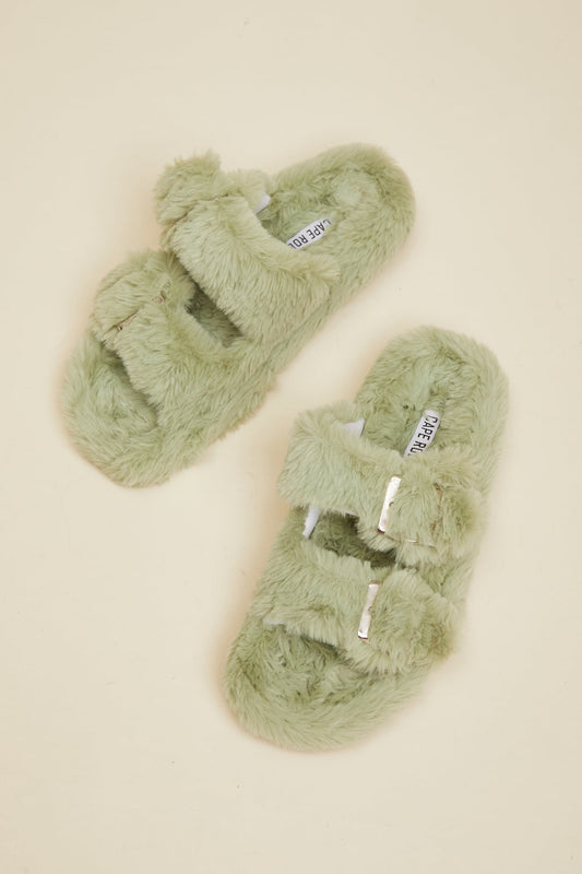 Fluffy Sage Slide Sandals