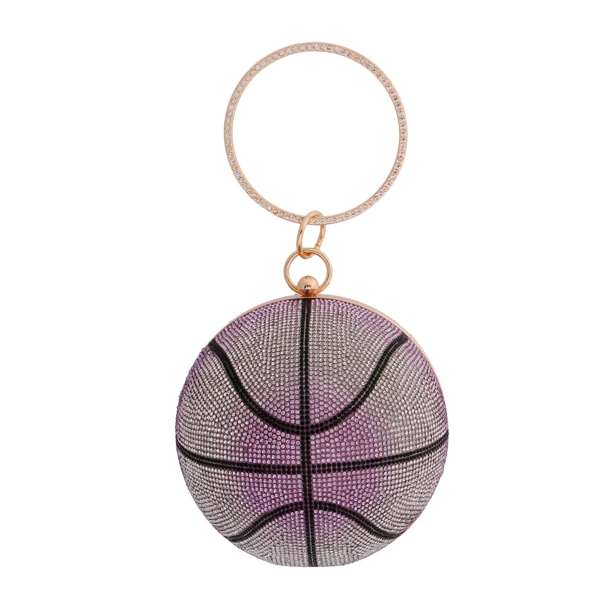 Purple Rhinestone Basketball Clutch