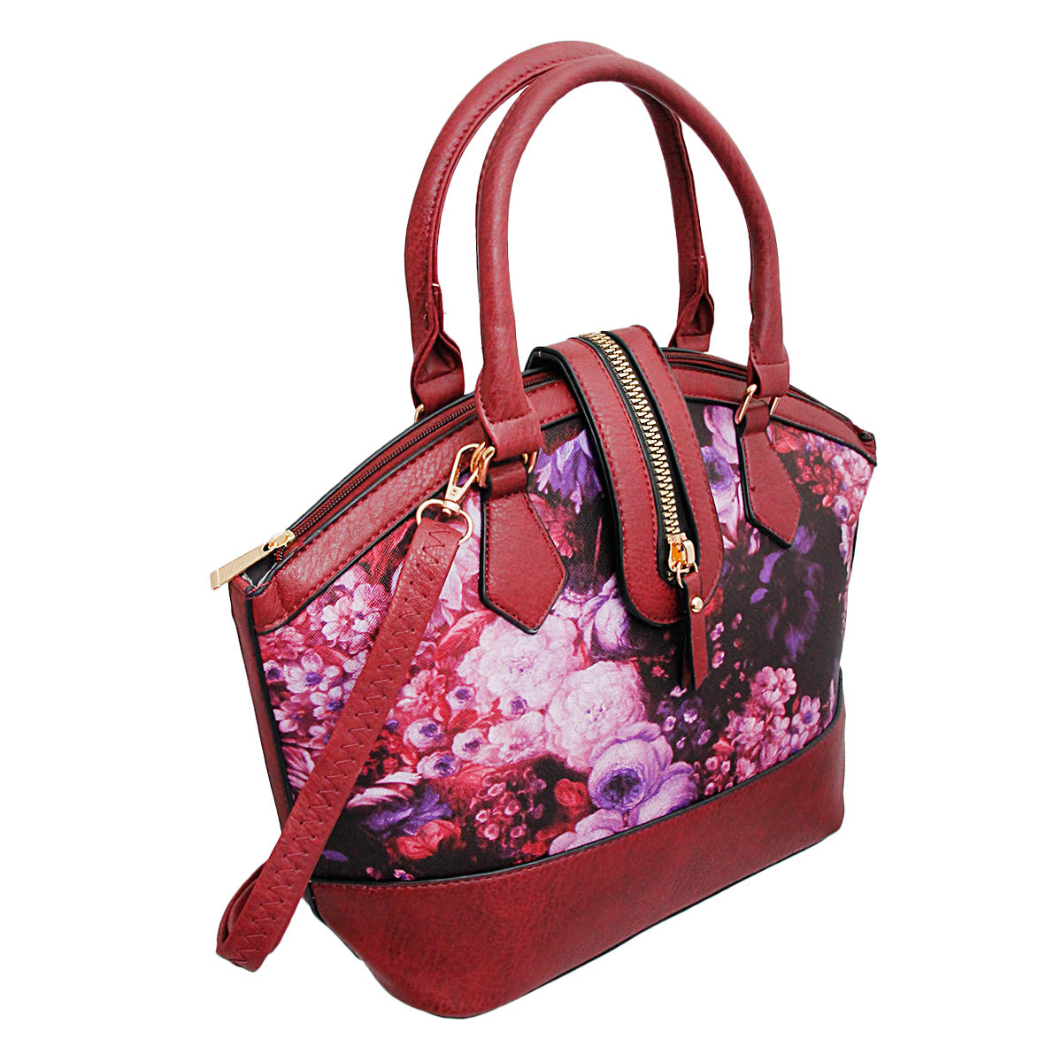 Purple Painted Flower Zipper Bag
