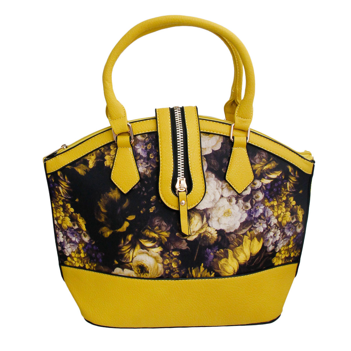 Yellow Painted Flower Zipper Bag