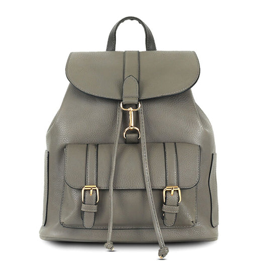 Gray Buckle Flap Backpack