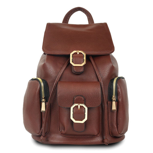 Brown Triple Pocket Backpack