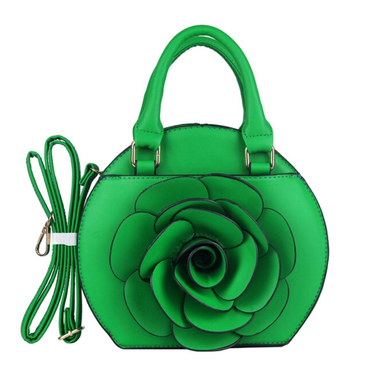 Green Rose Rounded Handbag