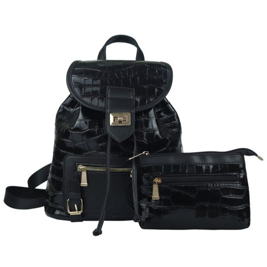 Black Croc Cinch Backpack Set