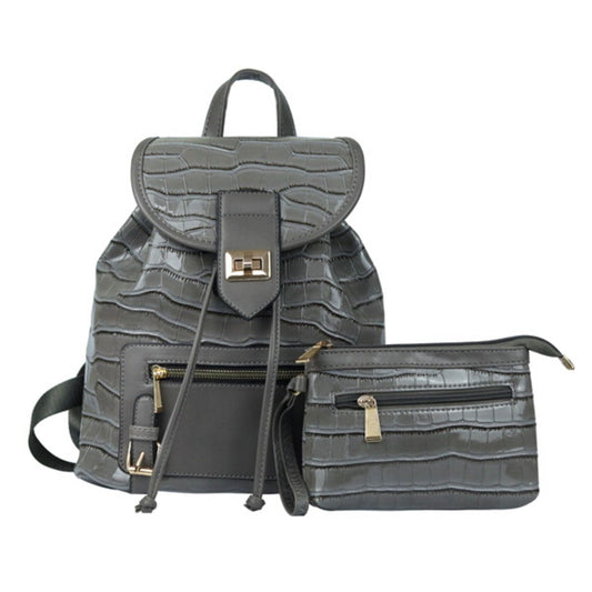 Gray Croc Cinch Backpack Set