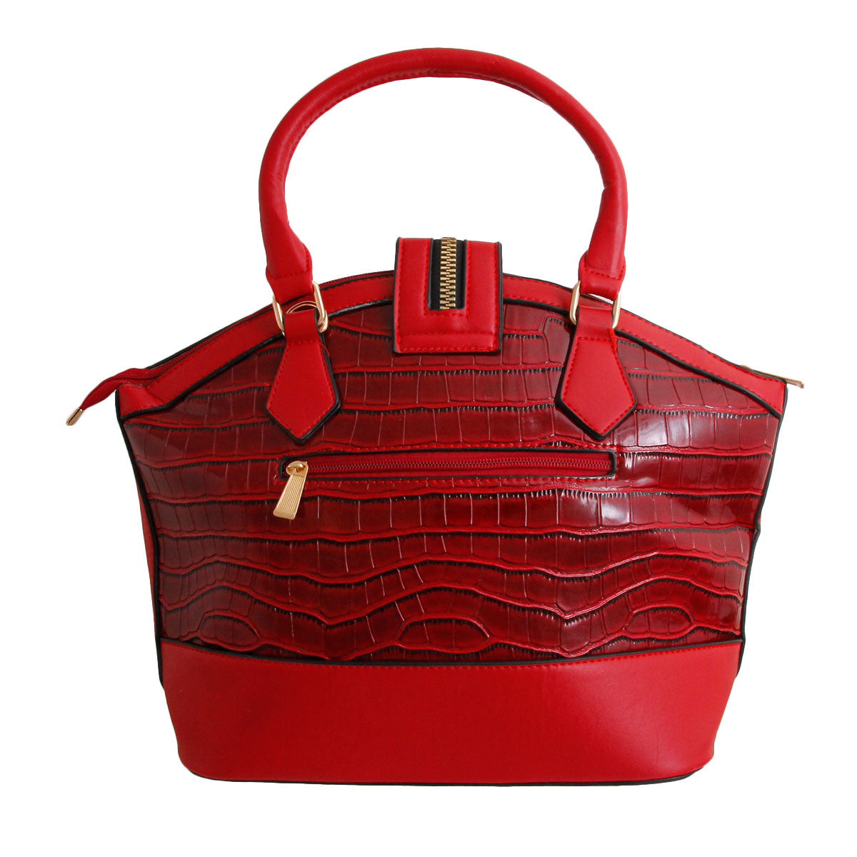 Red Croc Zipper Tote Handbag