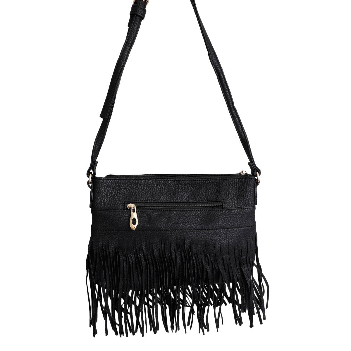 Soft Black Fringe Crossbody Bag