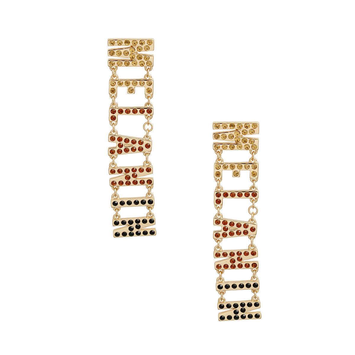 Gold Rhinestone MELANIN Link Earrings