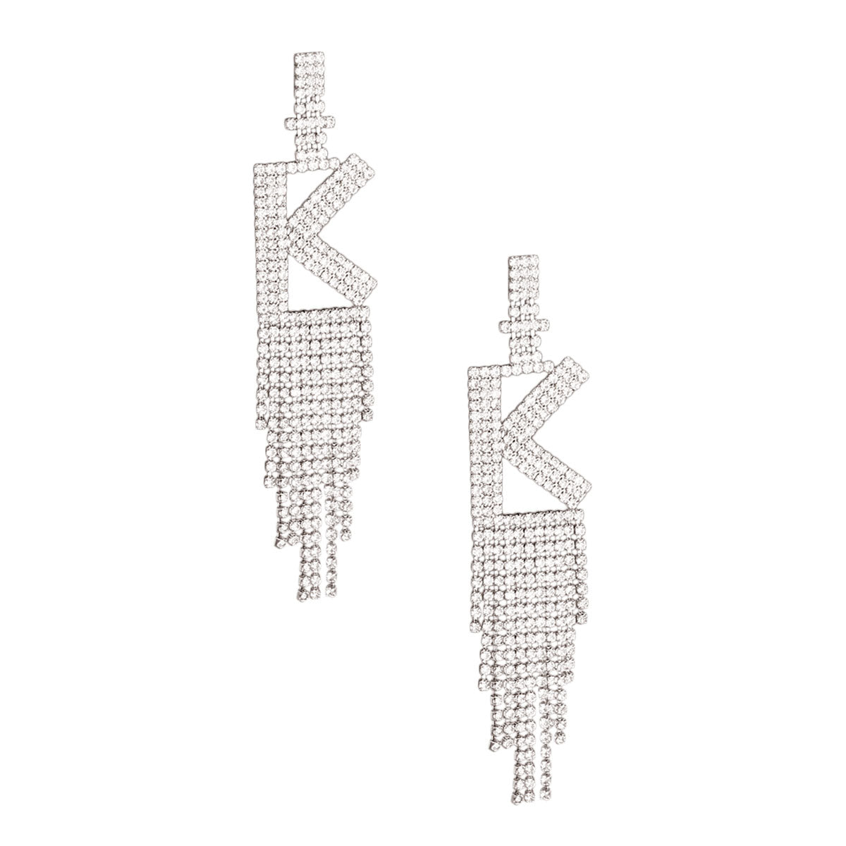 K Rhinestone Fringe Earrings