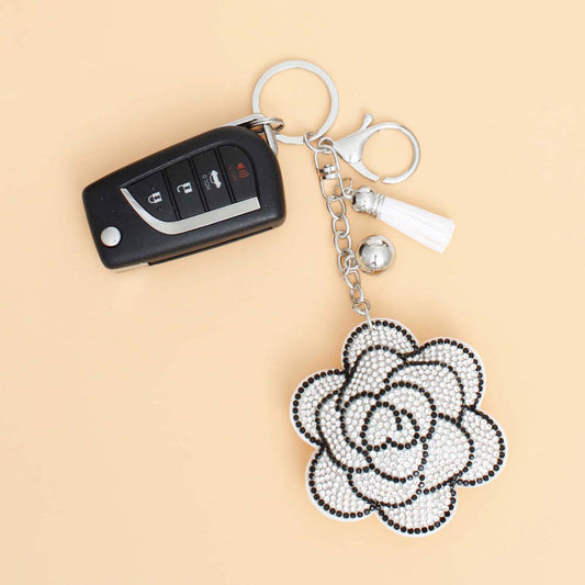 White Flower Keychain Clip