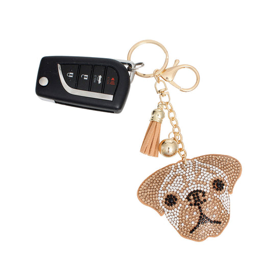 Flat Nose Dog Keychain Clip