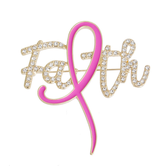 Pink Ribbon Faith Brooch