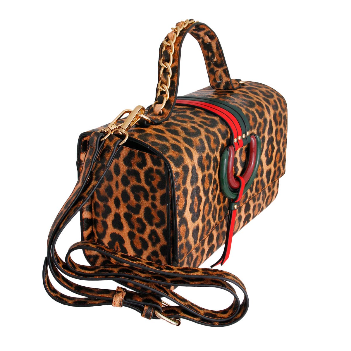 Leopard Leather Designer Satchel Set