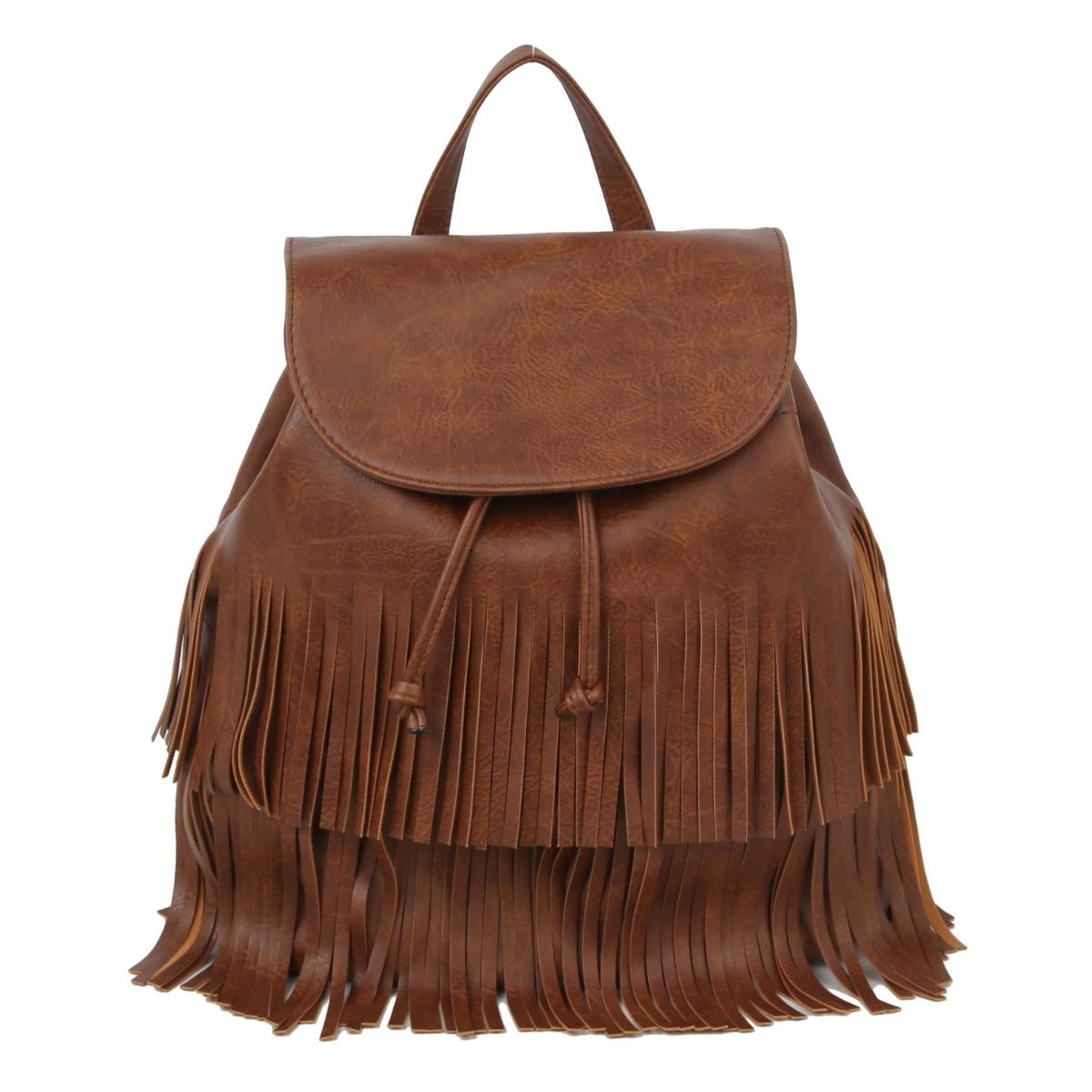 Brown Double Fringe Convertible Backpack