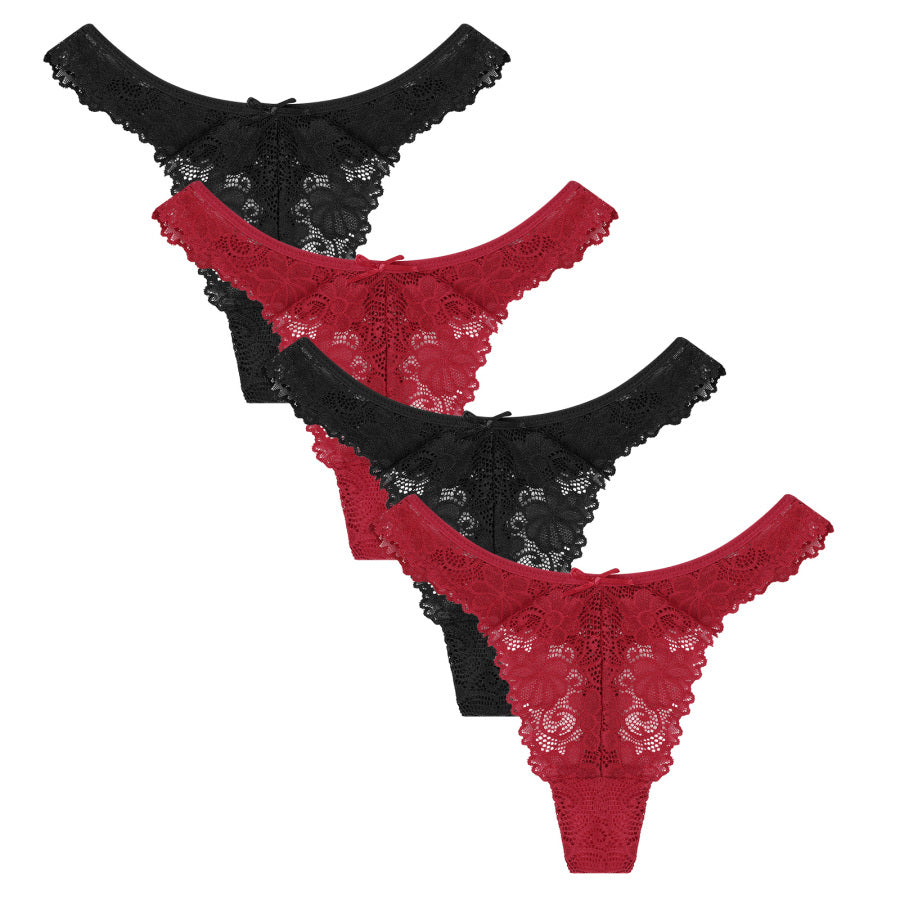 Women's Sexy Lace Bow Thongs Underwear