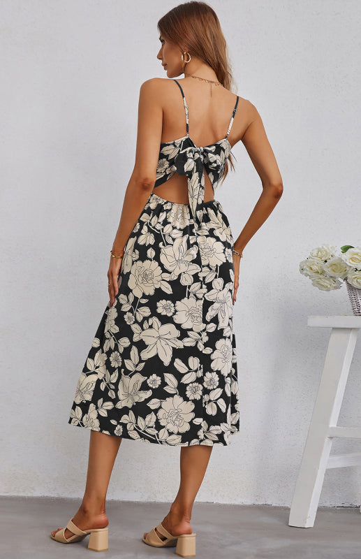 Ladies Spring/Summer Fashion Sling Breasted Backless Dress