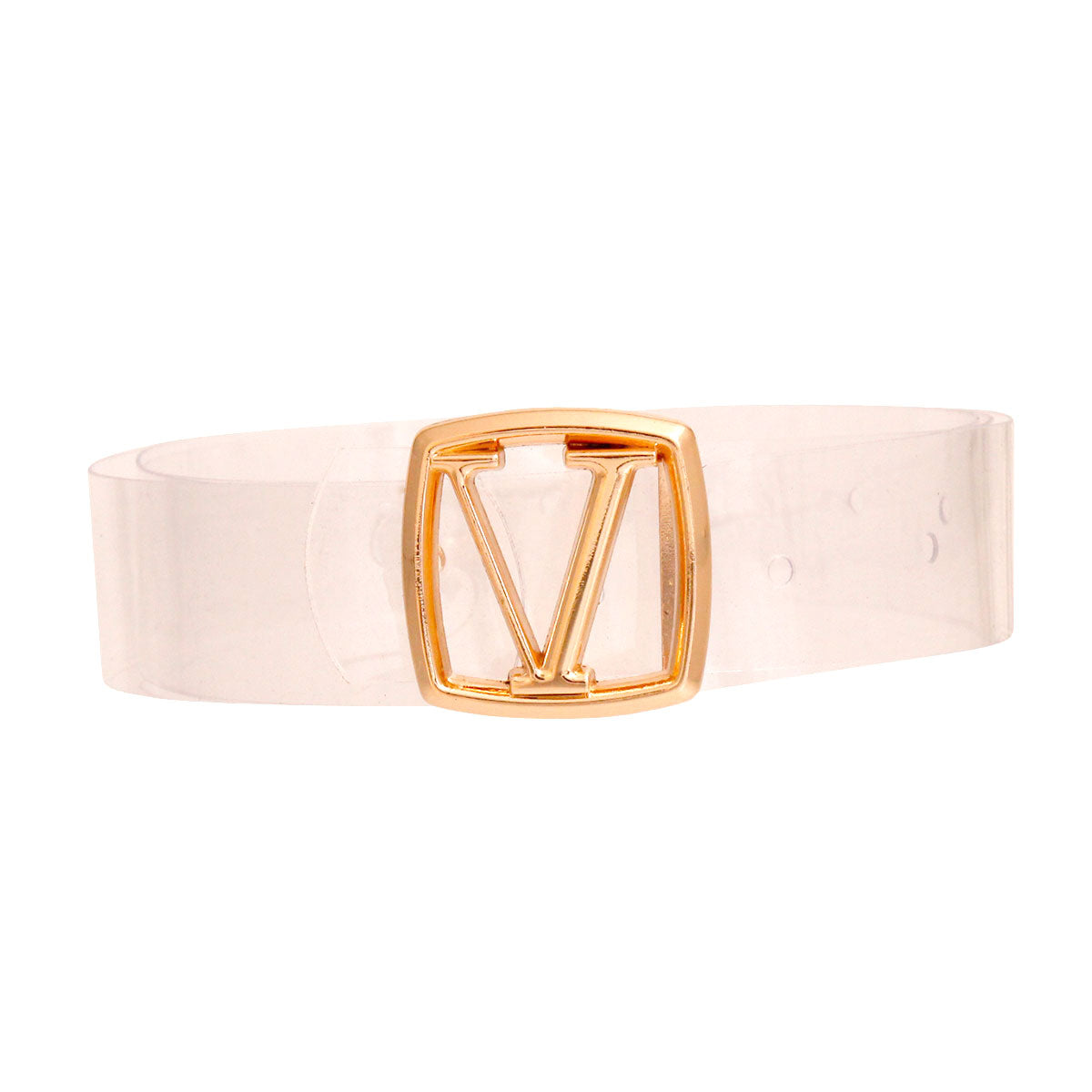 Clear and Gold V Designer Belt