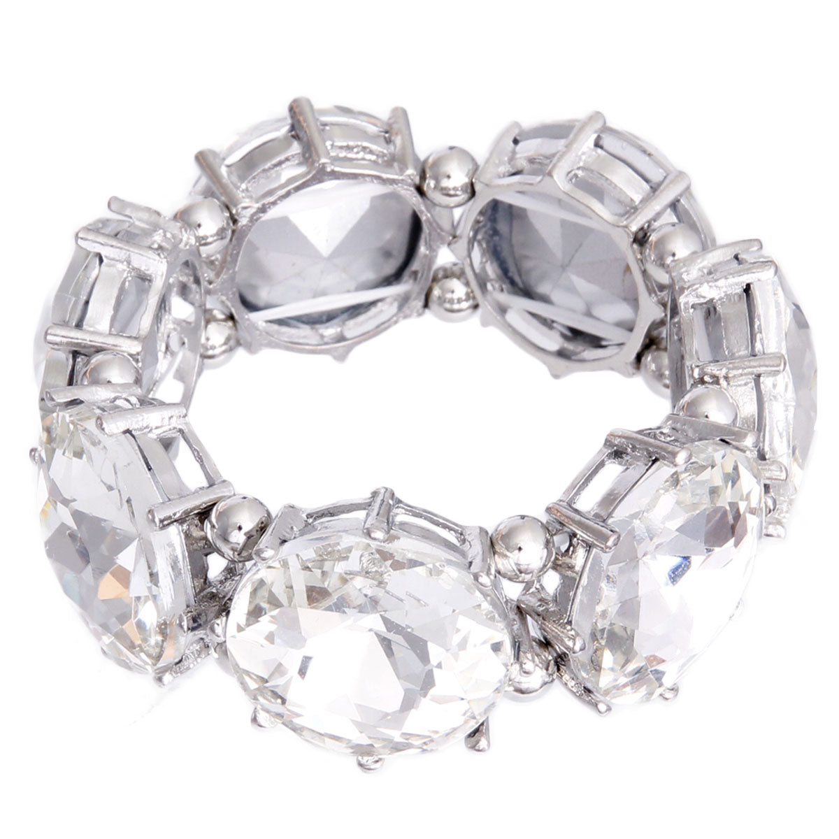 Silver Clear Round Crystal Bracelet
