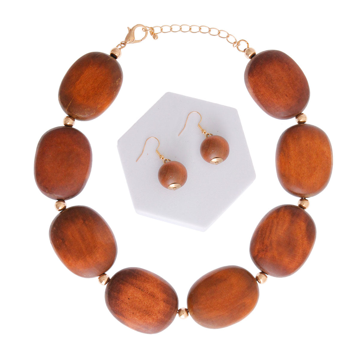 Brown Wooden Disc Necklace