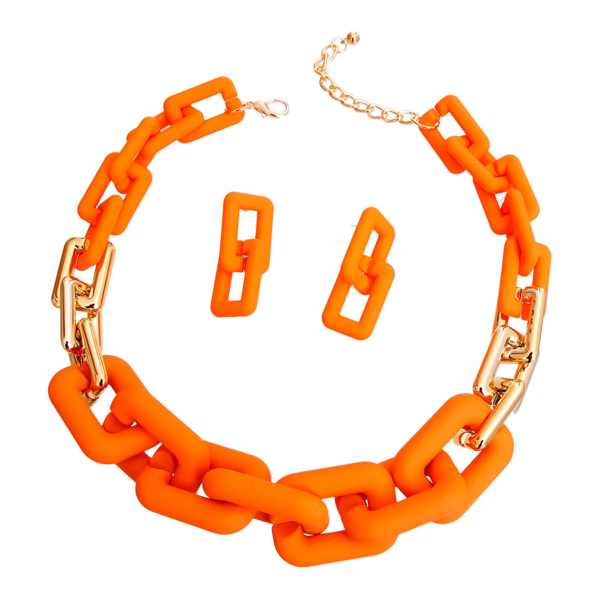 Orange Rubber Rectangle Link Chain