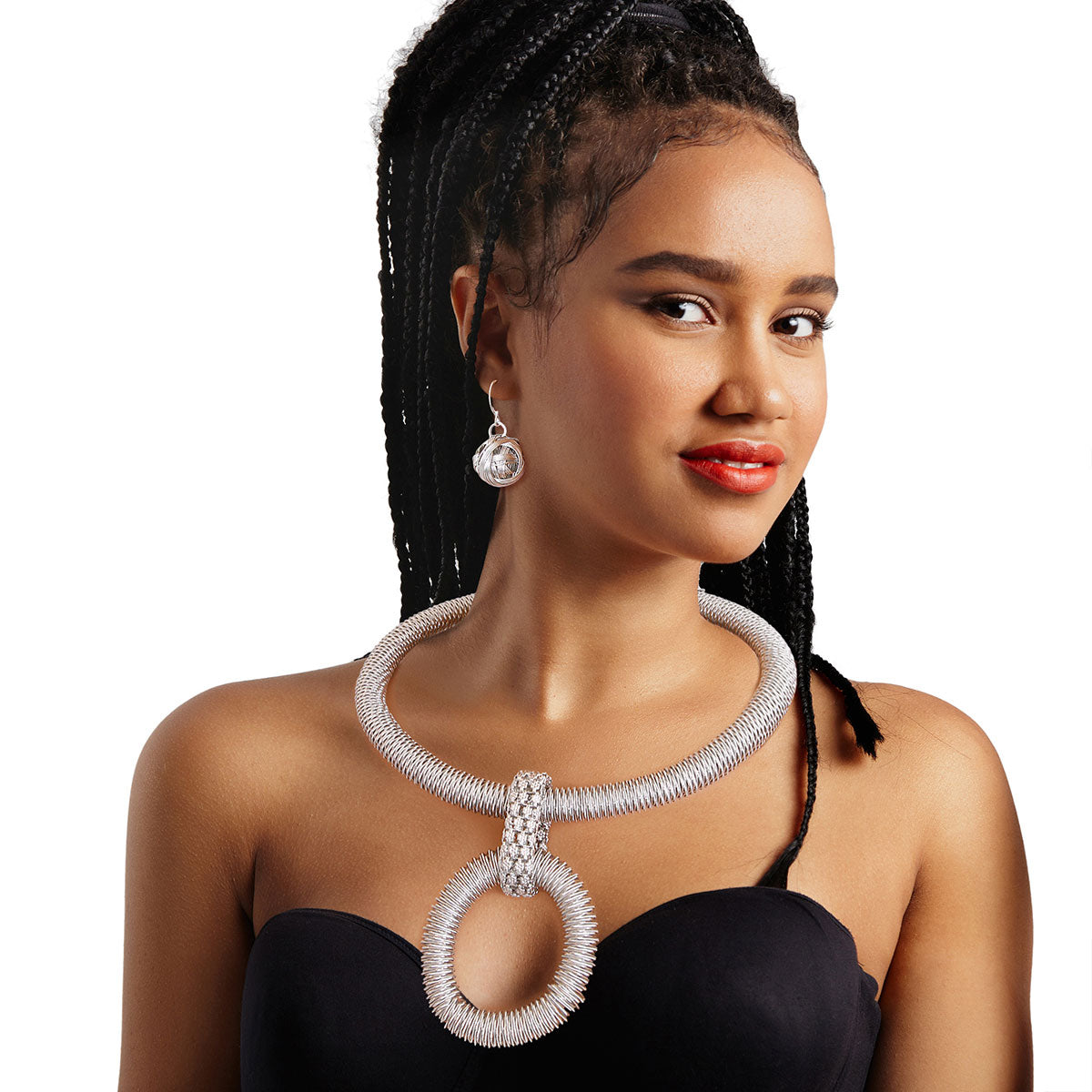 Silver Thick Mesh Chain Necklace