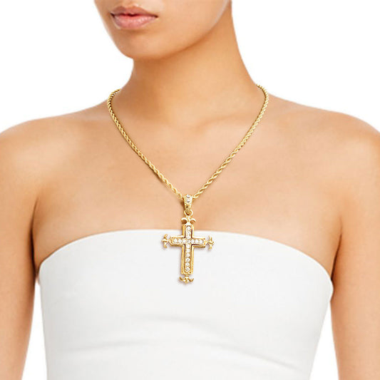 Gold Rigid Collar Elegant Cross Necklace