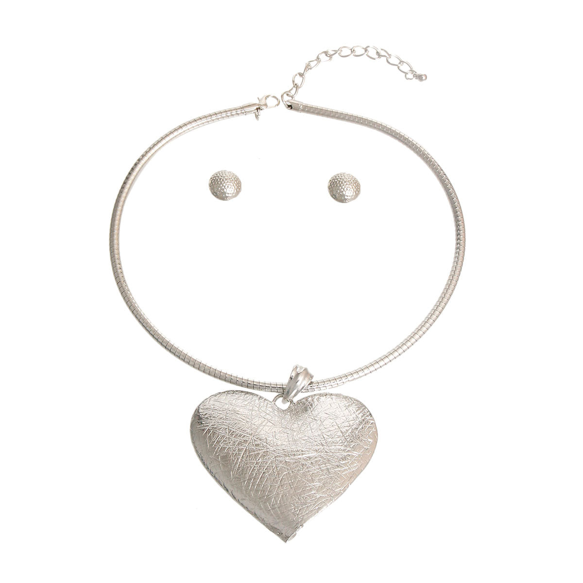 Silver Heart Rigid Necklace