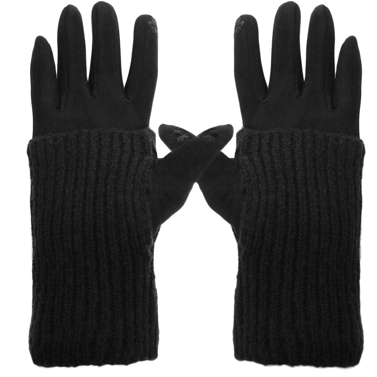 Black Layered Suede Smart Gloves
