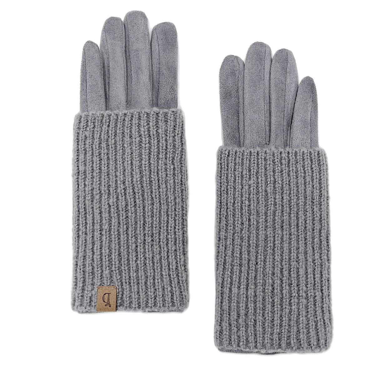 Gray Layered Suede Smart Gloves