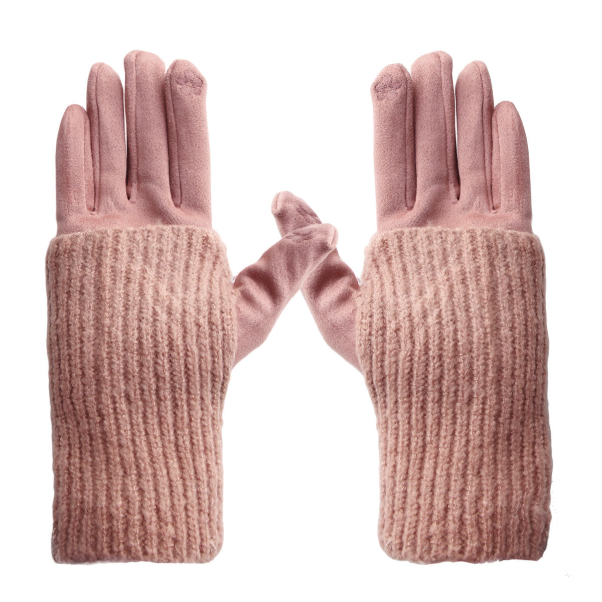 Dusty Pink Layered Suede Smart Gloves