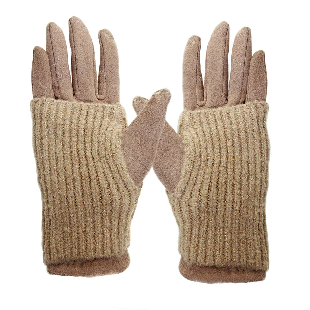 Taupe Layered Suede Smart Gloves
