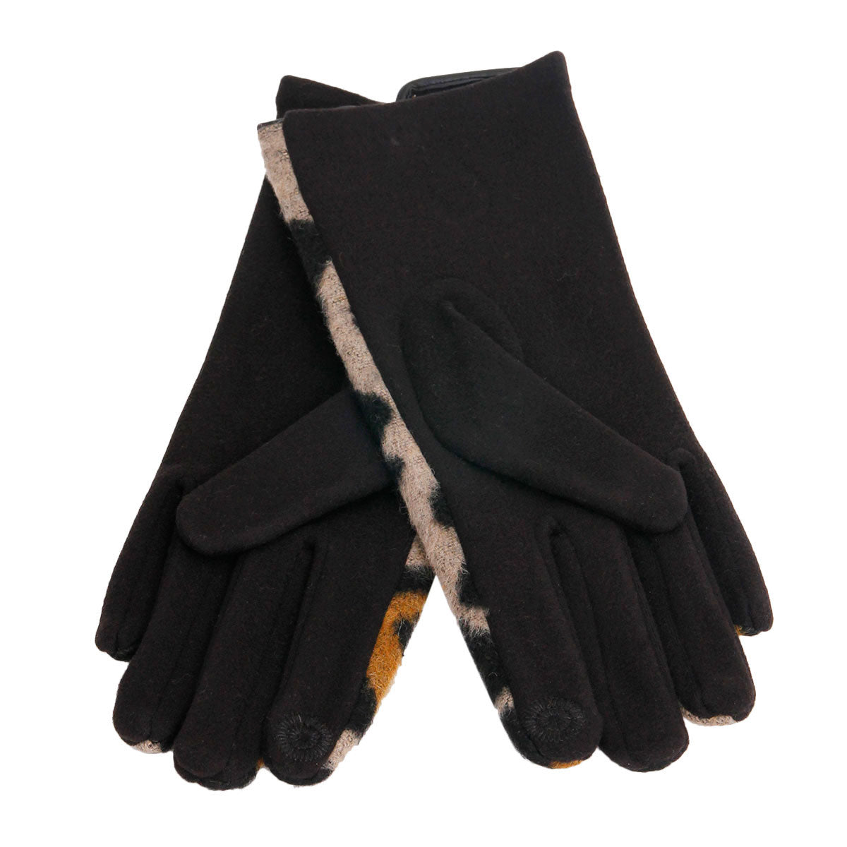 Beige Leopard Notch Smart Gloves