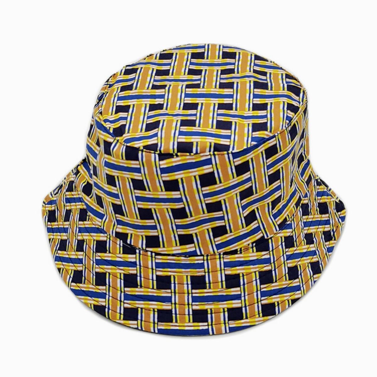 Navy Geometric Reversible Bucket Hat