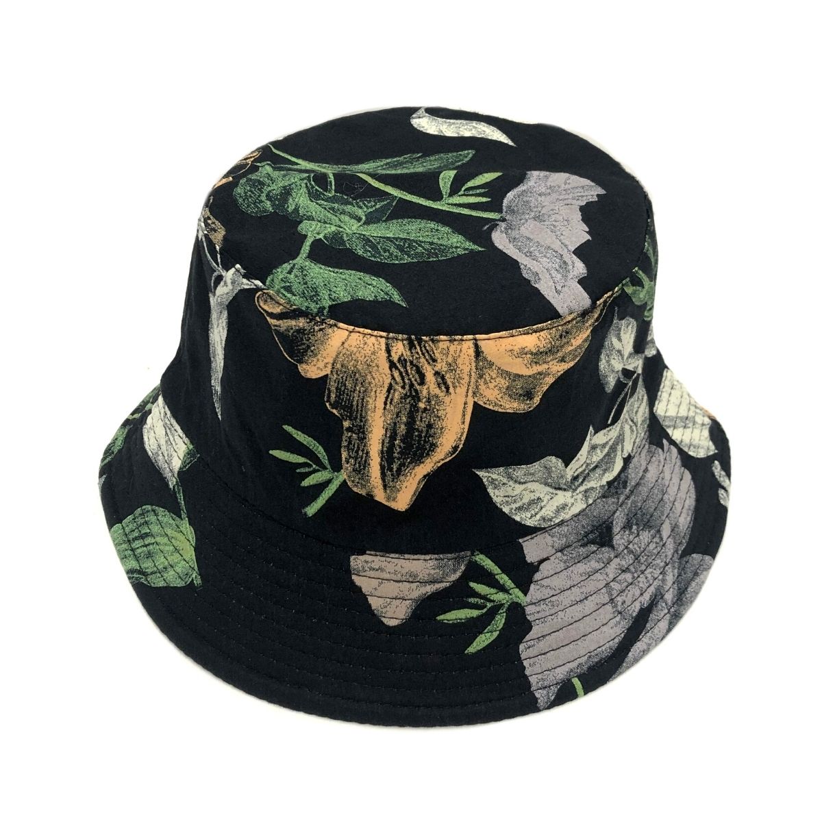 Black Floral Art Reversible Bucket Hat