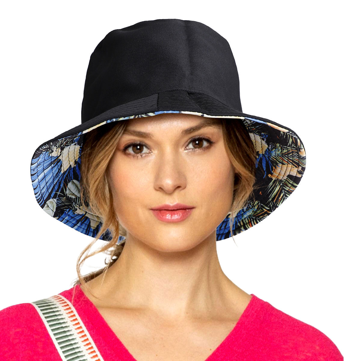 Blue Black Tropical Reversible Bucket Hat
