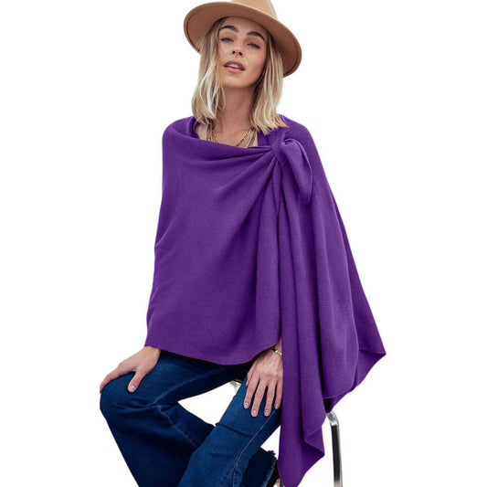 Purple Ruana with Shoulder Strap