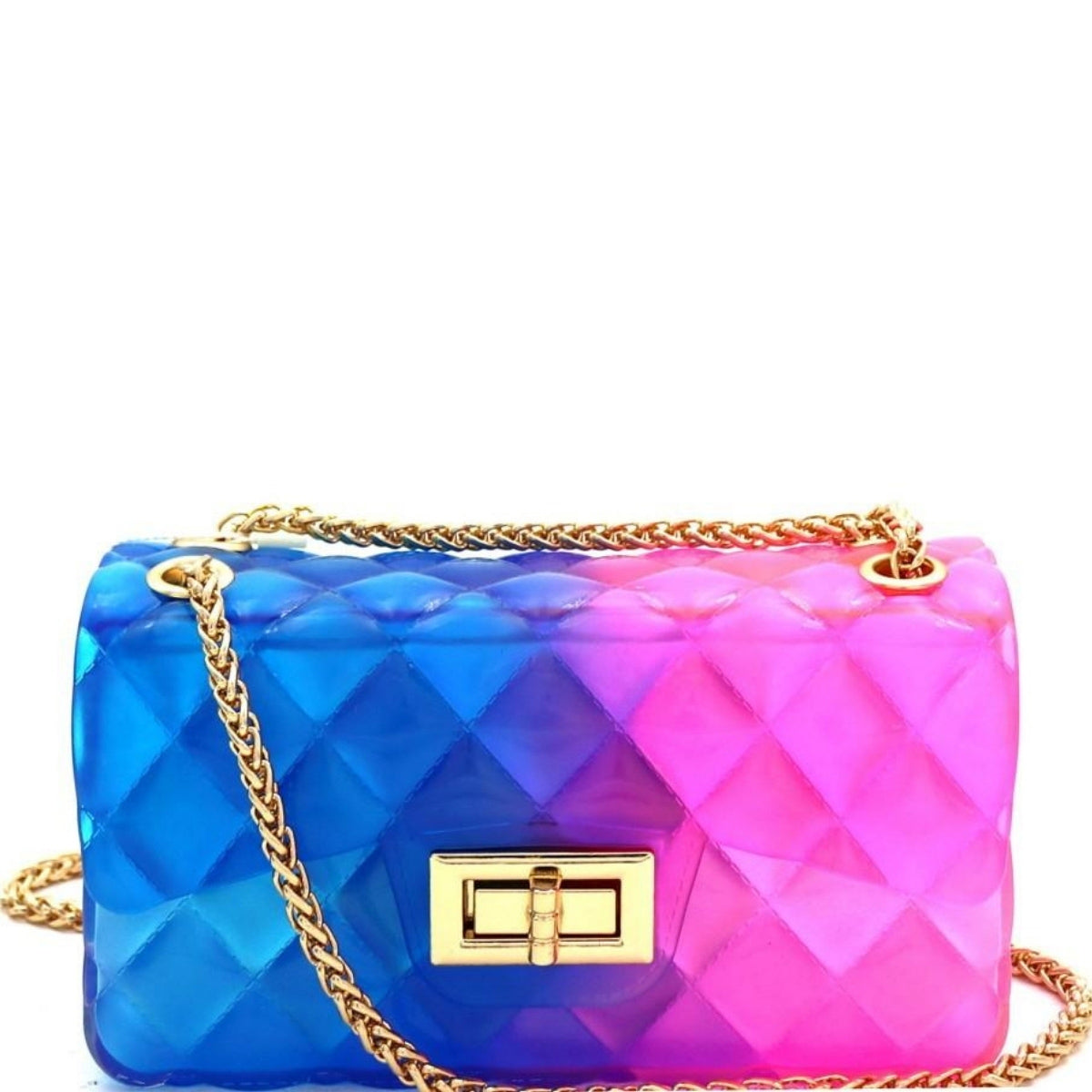 Blue and Pink Quilted Jelly Crossbody