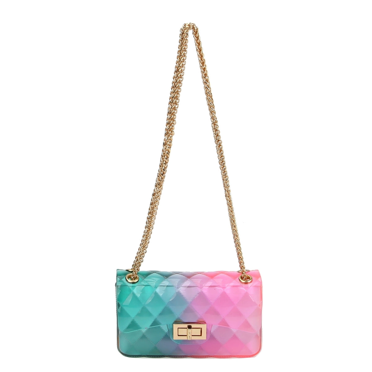 Teal and Pink Quilted Jelly Crossbody