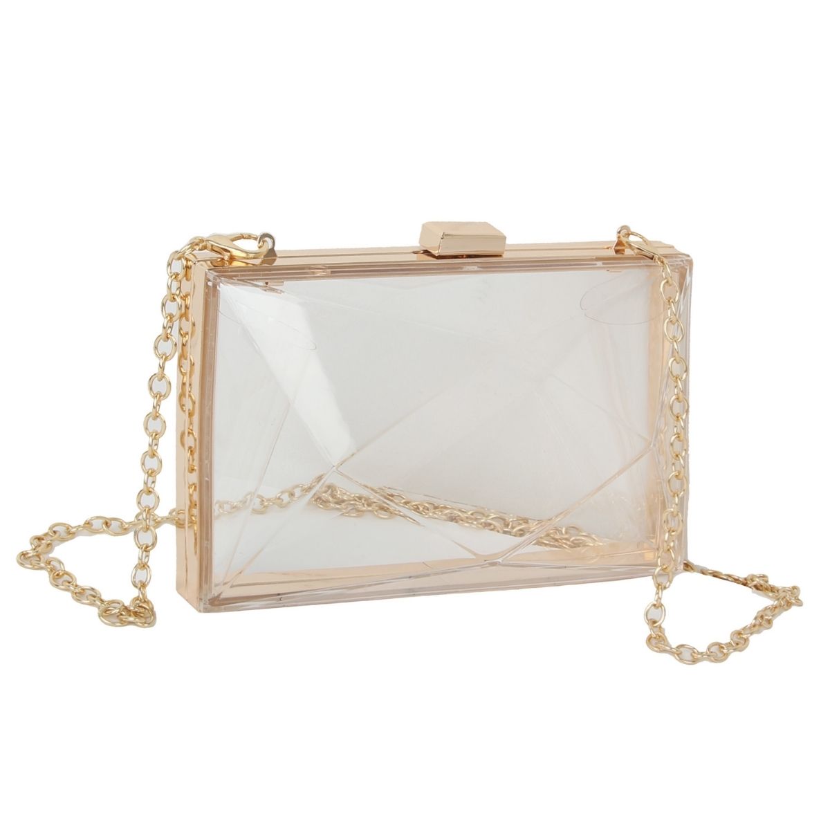 Clear and Gold Hard Case Clutch