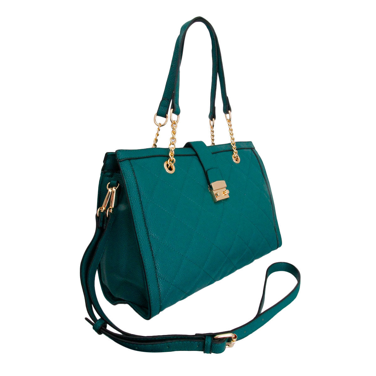 Soft Green Quilted Tote Handbag Set