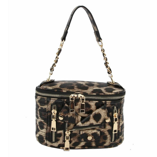 Leopard Moto Cosmetic Bag Shaped Handbag
