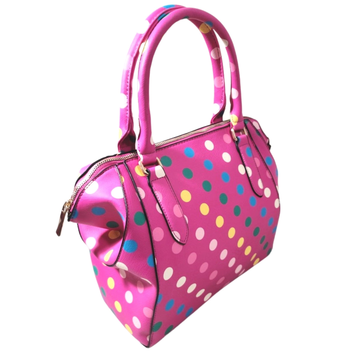 Fuchsia Polka Dot Handbag Set