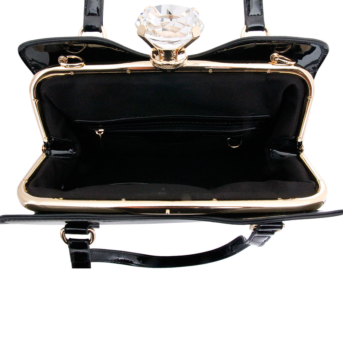 Shiny Black Frame Handbag Set