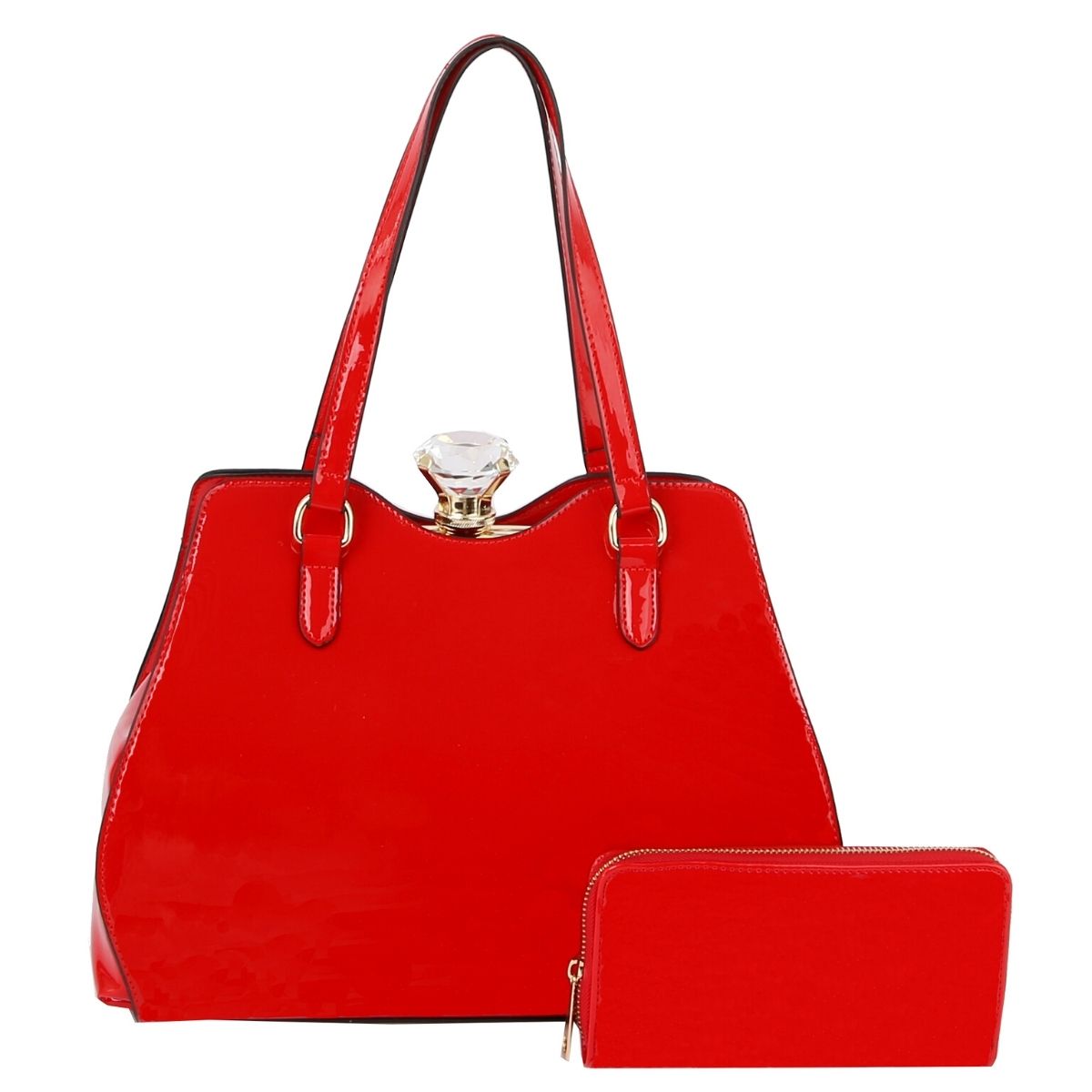 Shiny Red Frame Handbag Set